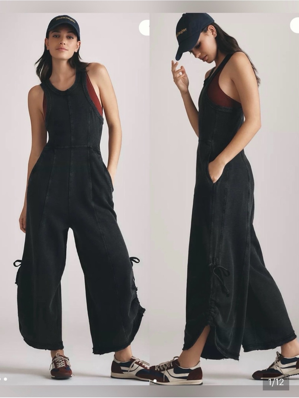 Anthropologie Daily Practice Black Knit Jumpsuit Size Small